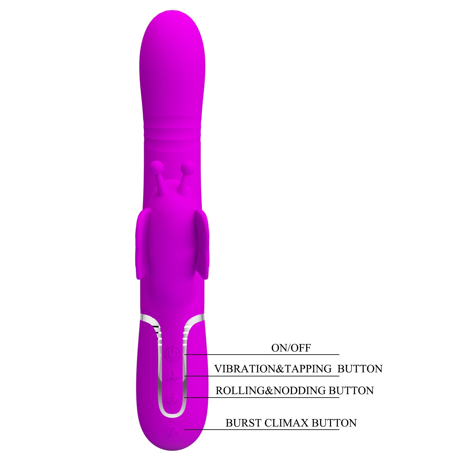 PrettyLove 4-1 Premium Silicone Rechargable Jack Rabbit Vibrator