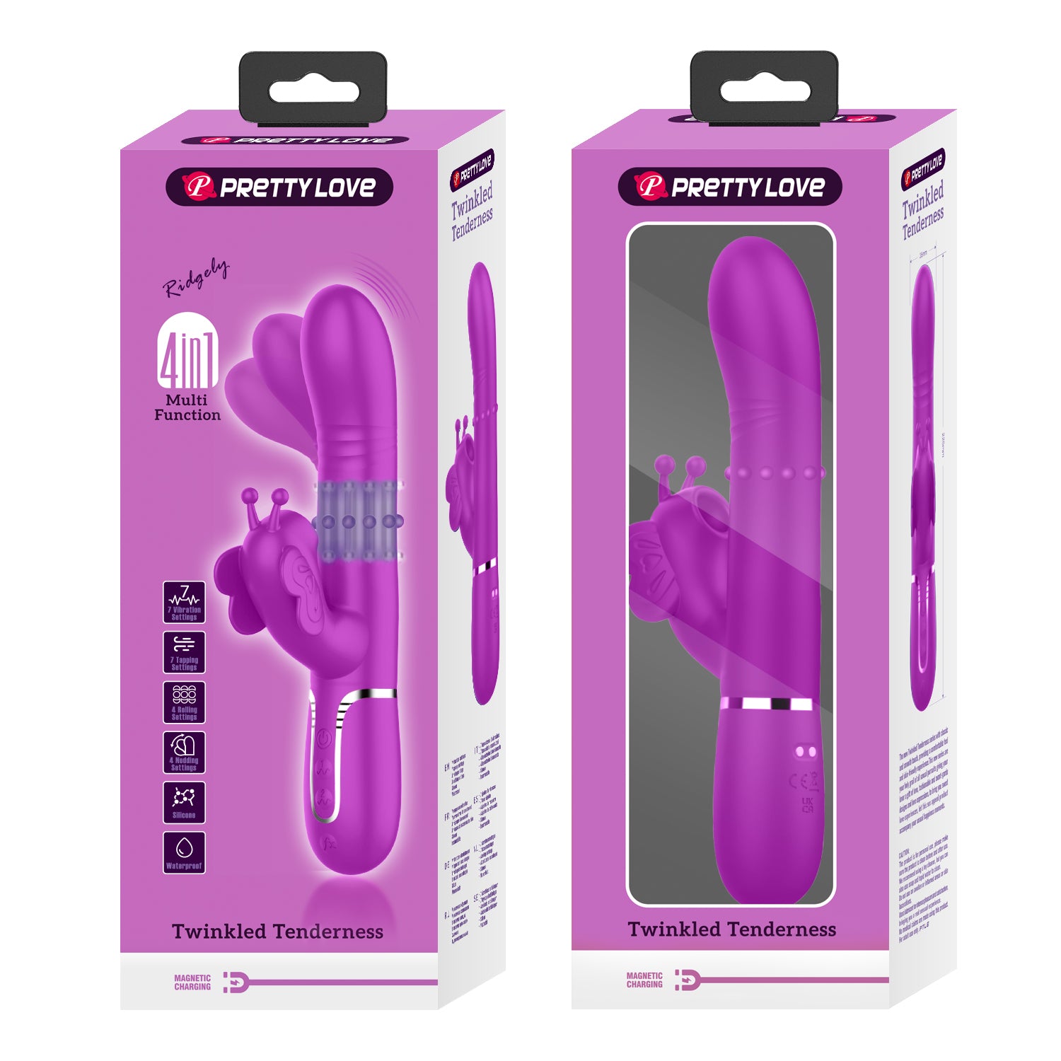 PrettyLove 4-1 Premium Silicone Rechargable Jack Rabbit Vibrator
