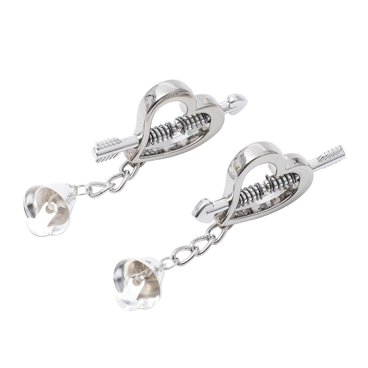 Adjustable Nipple Clamps with Heart Bells – Red/Silver Chain Clips 