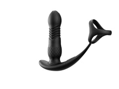 Moon Desire App-Controlled Telescopic Anal Plug with Cock Ring – Remote Vibrating Prostate Massager for Couples