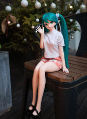 💙 60cm Mini Anime Sex Doll – Full Silicone Body, Poseable & Ultra Cute