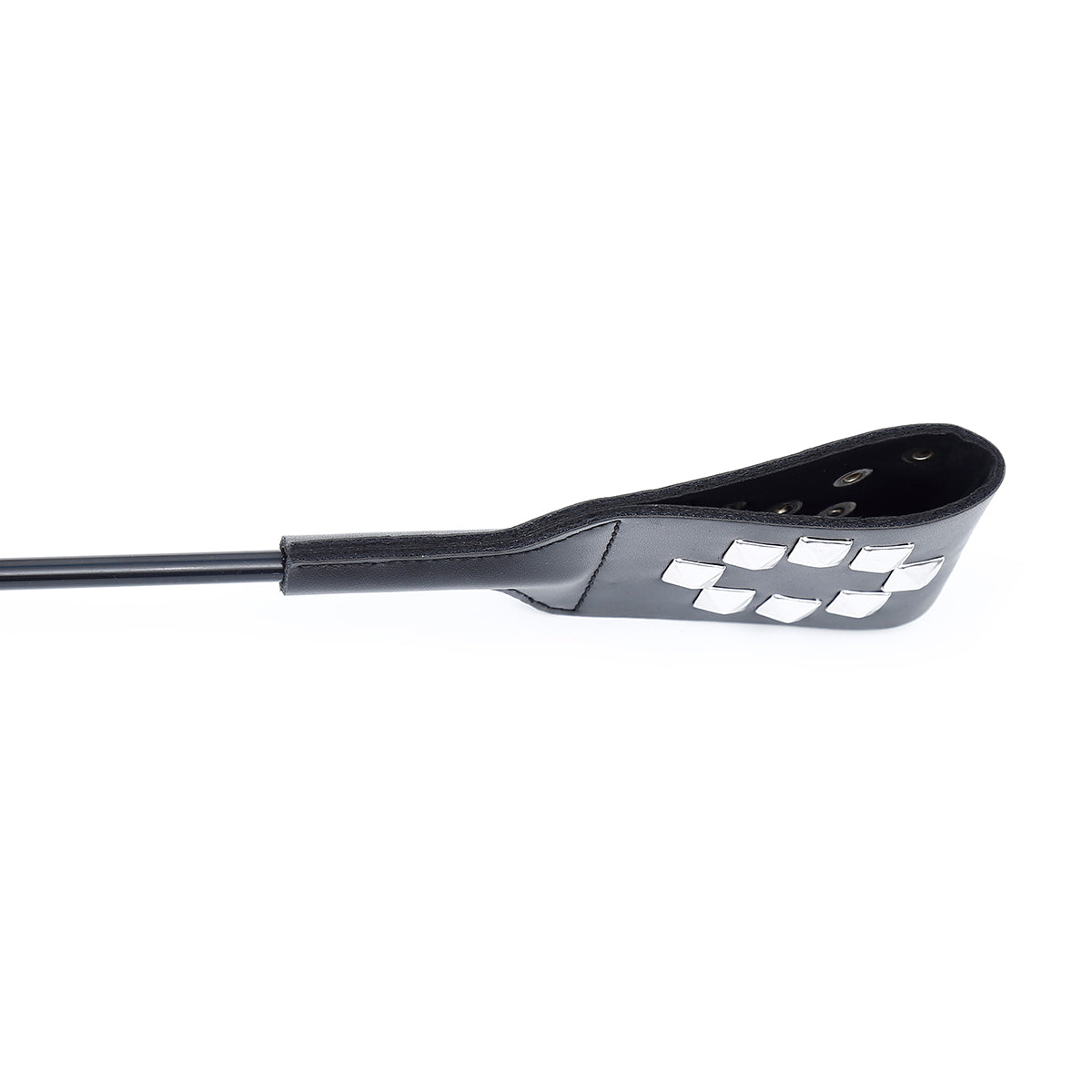 Black PU Leather X-Studded Paddle with Handle – Lightweight BDSM Spanking