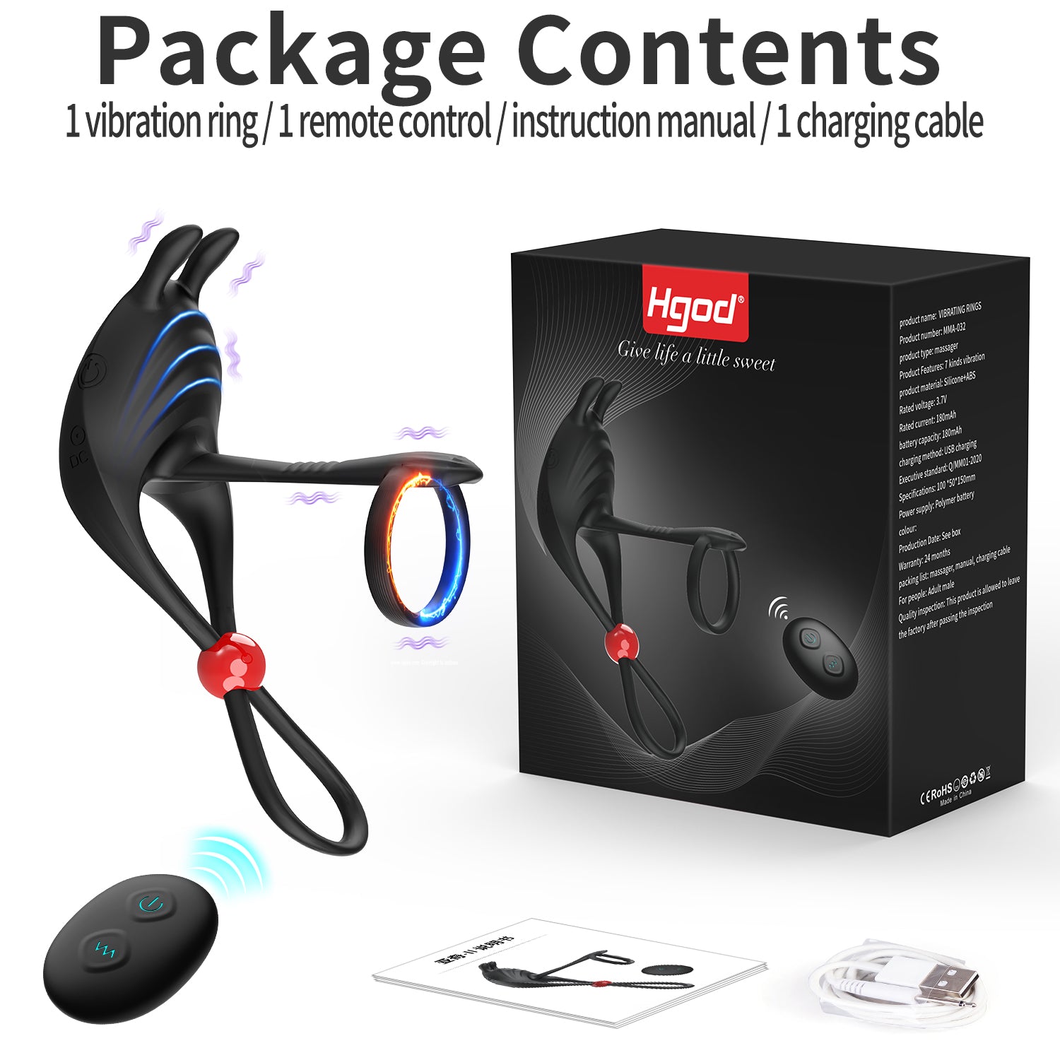 Hgod Remote Control Wearable Male Delay Ring – Wireless, Adjustable, Dual Motor Vibration