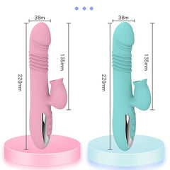 🔥粉色45°C自动加温伸缩震动棒｜女用舌舔AV按摩器｜智能升温自慰神器