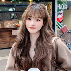 Dark Brown Natural Wavy Medium-Length Wig – Full Cap Realistic Look