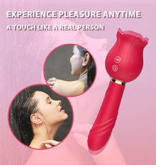 Red Rose Dual-Head Vibrator for Women | 12-Frequency Suction & Tail Vibration