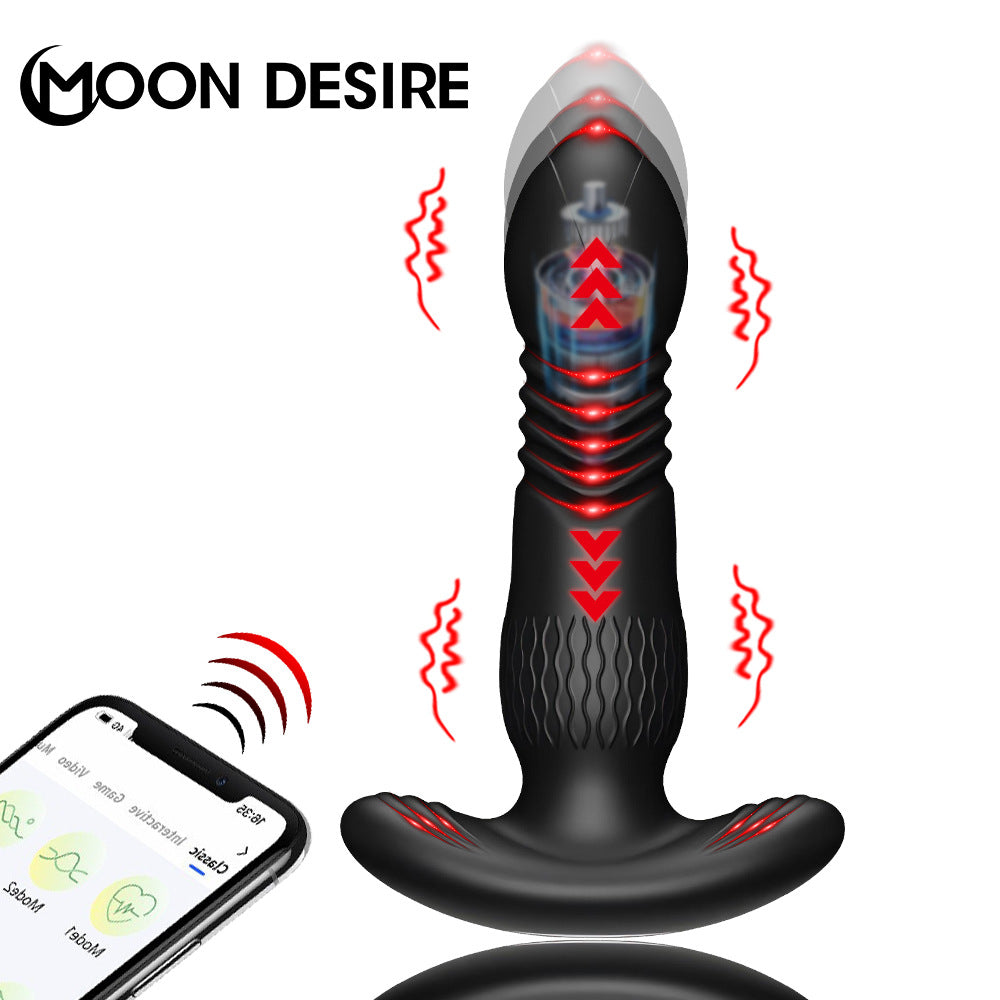 Moon Desire APP Remote Control Thrusting Anal Plug – 9 Modes Vibration, Waterproof Silicone Butt Plug for Couples & Solo Play 
