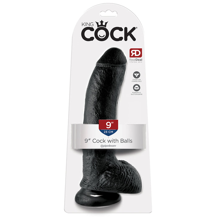 King Cock 9 Inch Cock with Balls in Black