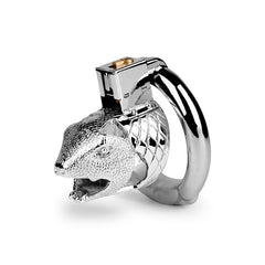Snake Head Design Male Chastity Device, Breathable Metal Cage with 3 Rings