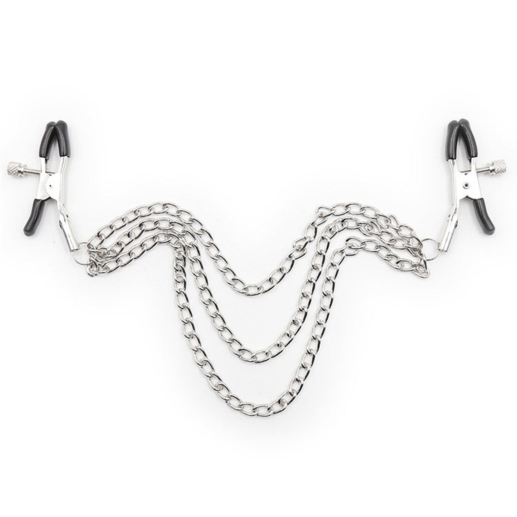 Silver Adjustable Nipple Clip Clamps with 3 Chain