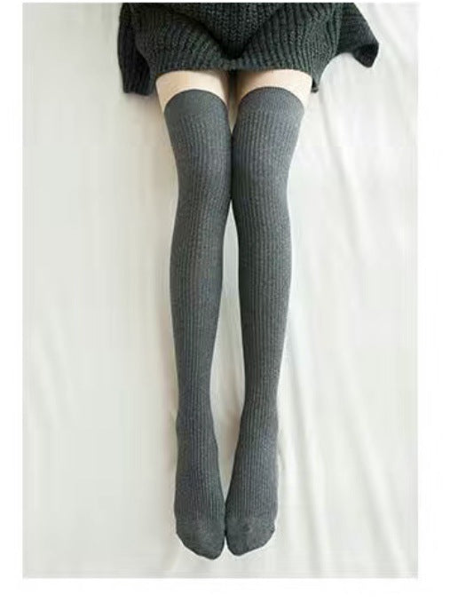 Thigh High Socks for Women (Over The Knee) - Japanese School Style Striped Socks | Non-Slip Warm Design | 7 Colors