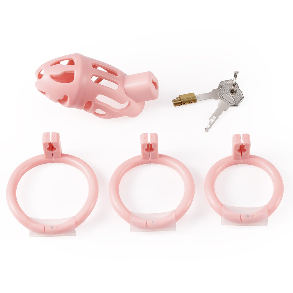 Chastity Cage for Men with 3 Rings - Resin Breathable Birdcage Design, Black, Pink, Purple
