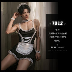 Men's Sexy Sissy French Apron Maid Cosplay Costume