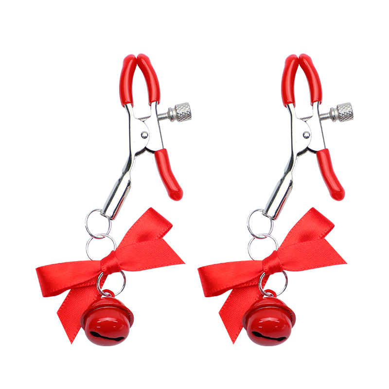 Adjustable Sexy Red Clamps Clip with Bowknot and Bells