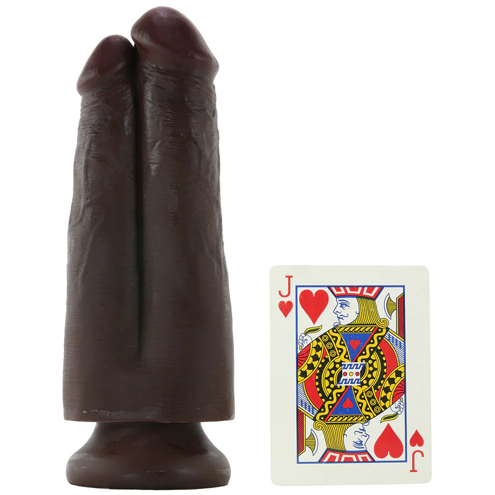 King Cock 7 Inch Two Cocks One Hole Dildo in Chocolate