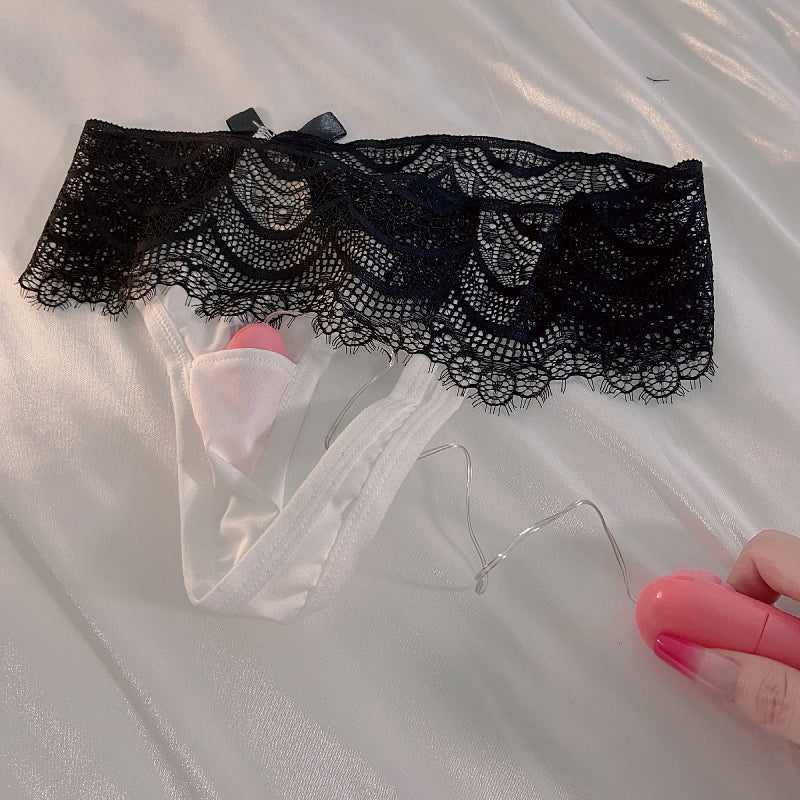 Women's Sexy Black & White Lace Underwear With Vibrating Egg(小母狗）