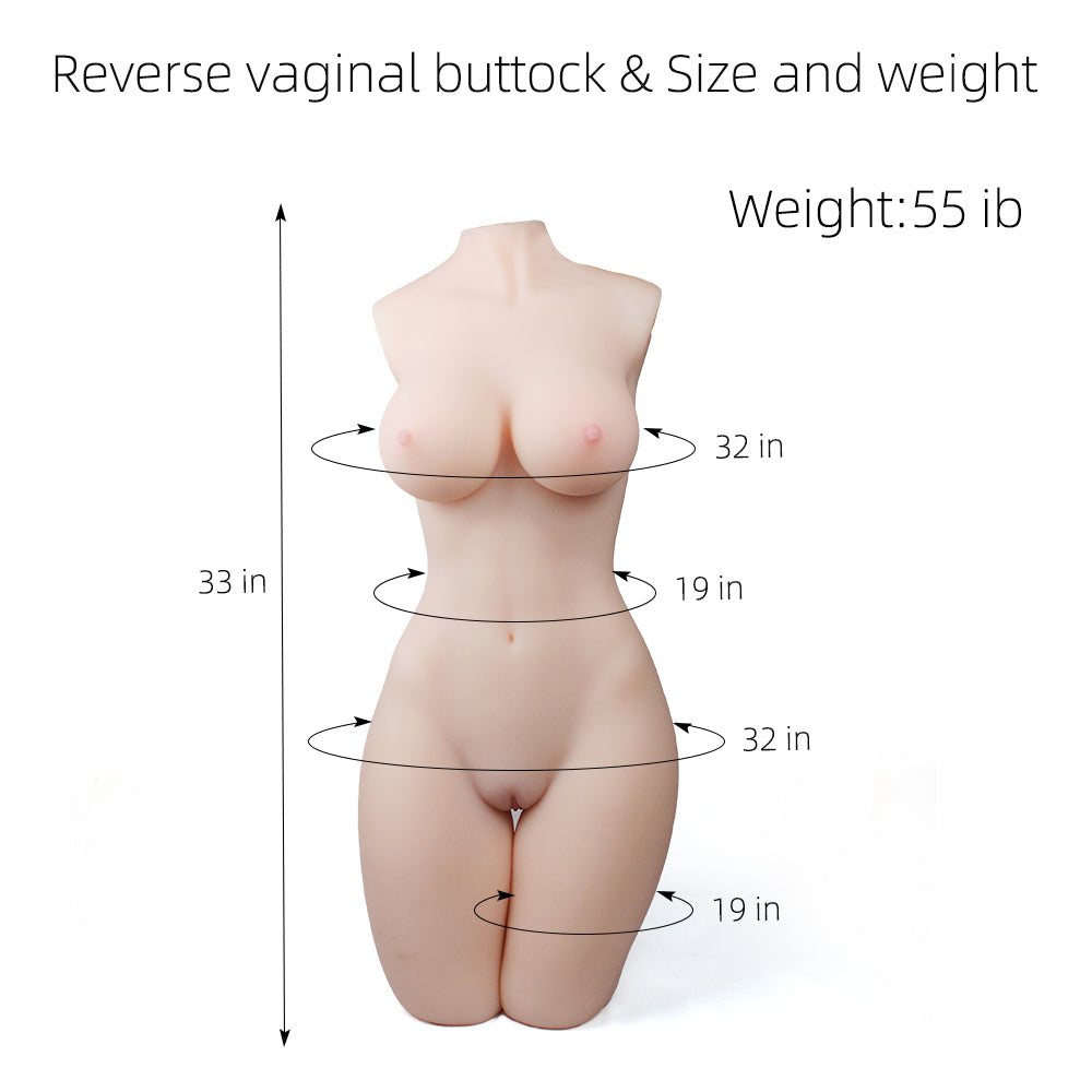 55磅（25公斤）3合1男性性玩偶躯干（处女阴部、屁股、大胸部）