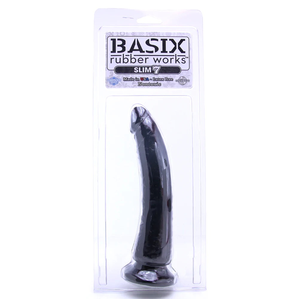 Basix 超薄 7 英寸黑色假阳具
