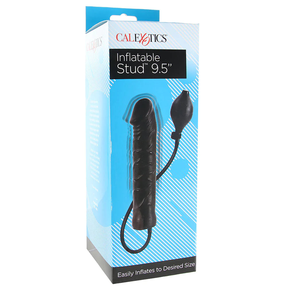 Inflatable Stud 9.5 Inch Dildo in Black