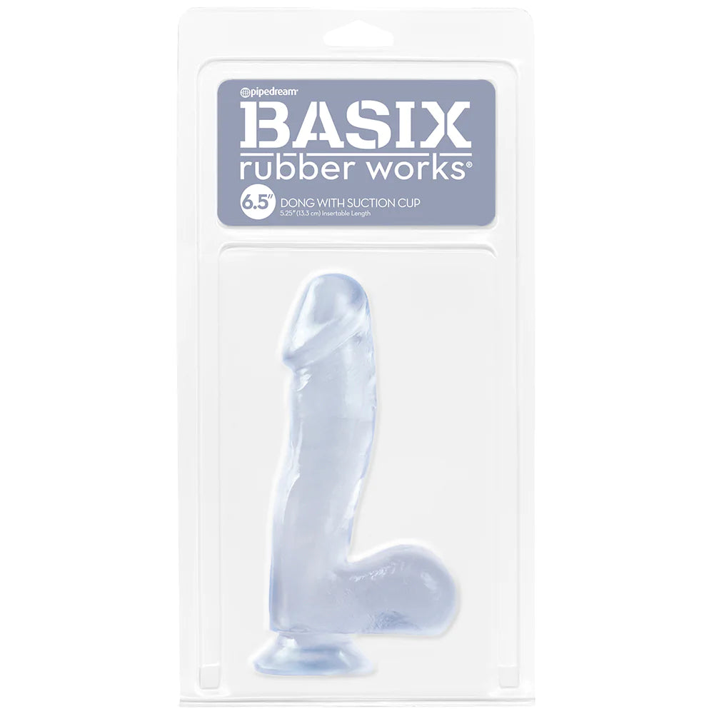 Basix 6.5 英寸透明吸力底座假阳具