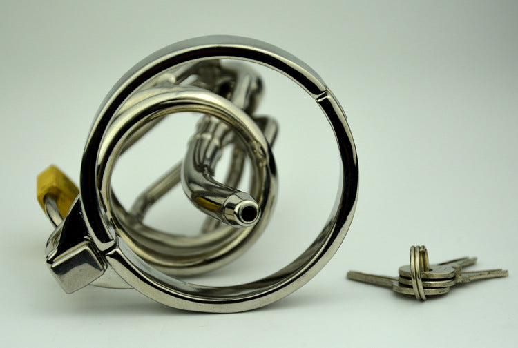 Stainless Steel Male Chastity Device with Silicone Urethral Sounds Catheter Spike Ring